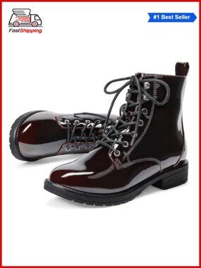 Women's Combat Ankle Boots Lace-Up Side Zipper